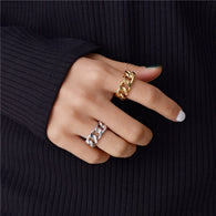 Women Gold and Silver Color Chunky Chain Rings | Moon Discount