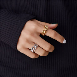 Women Gold and Silver Color Chunky Chain Rings | Moon Discount