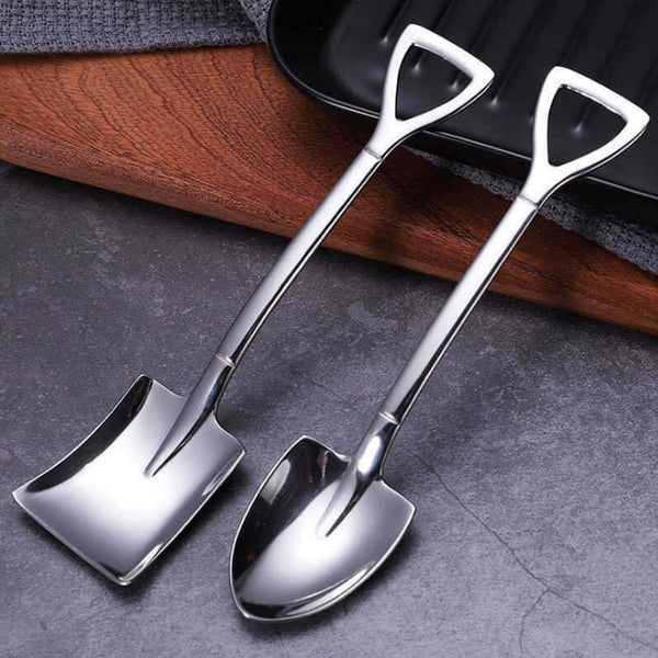 2PCS Set Cute Dessert Spoons Shovel Shape Retro - Moon Discount