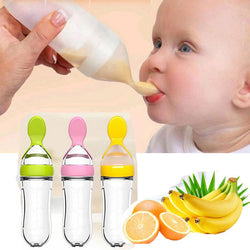 Silicone Squeezer ®™  Baby Bottle With Spoon - Moon Discount