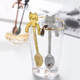 Mini Coffee Spoons Cartoon Cat Cute Kitty Hanging Spoon - Moon Discount