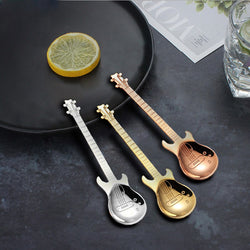 Cute Coffee Spoons Guitar Shape Dessert Musical Instrument - Moon Discount