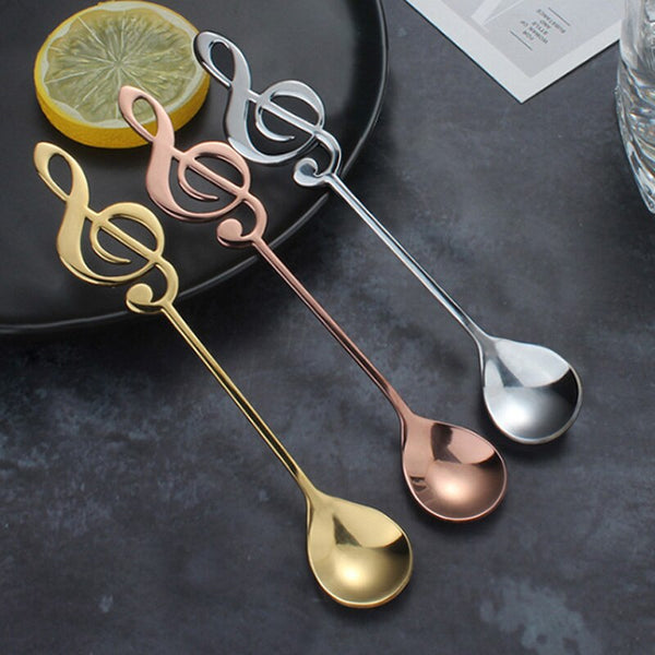 Cute Coffee Spoons Dessert Musical Note Shape Retro - Moon Discount