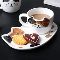 🐱 Cute Cat Ceramic Mug With Tray | Moon Discount - Moon Discount