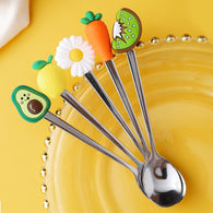 Cartoon Fruits Design Coffee Spoon Fork - Moon Discount