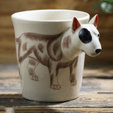 3D Stereo Bull Terrier Ceramic Cup Hand Drawn Animal Coffee Mug Cute Cartoon Cup  coffee mugs creative  funny mugs gift - Moon Discount