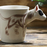 3D Stereo Bull Terrier Ceramic Cup Hand Drawn Animal Coffee Mug Cute Cartoon Cup  coffee mugs creative  funny mugs gift - Moon Discount